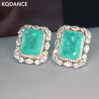 big synthetic paraiba tourmaline pariba emerald gemstone diamond stud earrings 925 silver jewelry for women 2021 new wholesale
