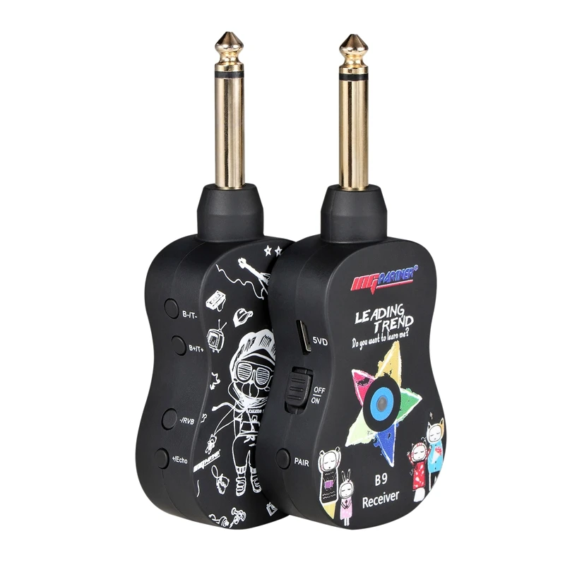

B9 Беспроводной гитары Системы встроенный Перезаряжаемые 4 Каналы Беспроводной гитарный приемник-передатчик для Электрогитары бас-гитара
