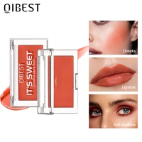 qibest 3 in 1 lipstick eyeshadow natural face blush lightweight matte lip gloss waterproof long lasting multifunctional makeup