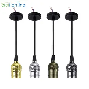 Винтажная Проводная Подвесная лампа E27 с цоколем, провод 110 см, светильник в стиле индастриал, лофт, минималистичный магазин, Подвесная лампа для прихожей