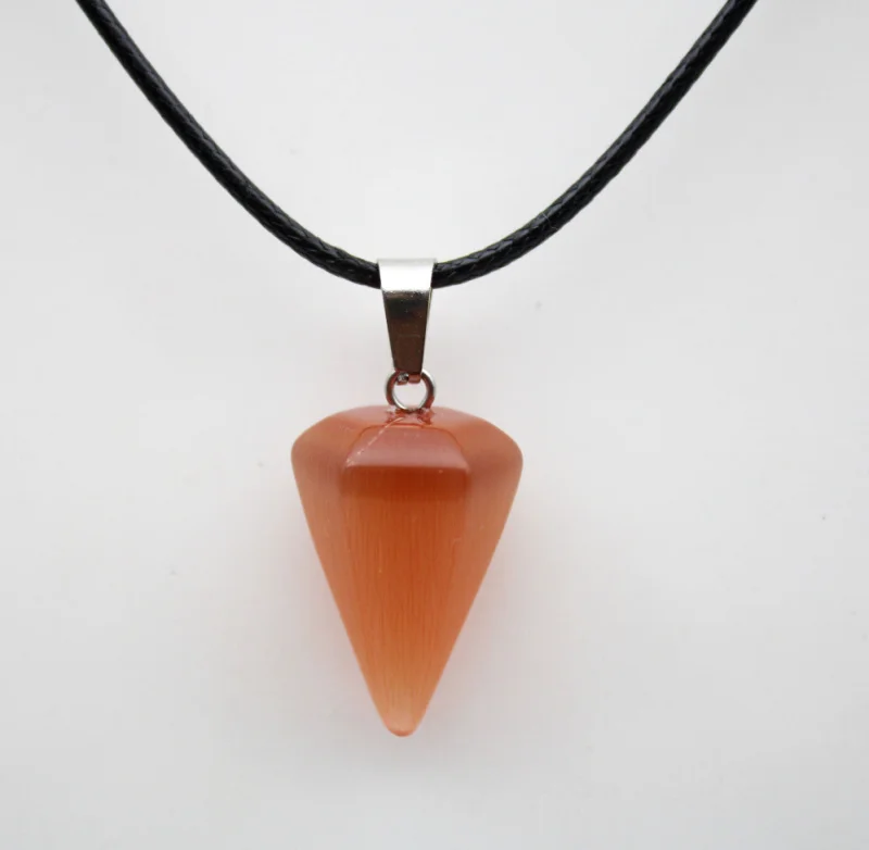 Амулет из натурального камня кошачий глаз лечебный Кристалл шестиугольной формы