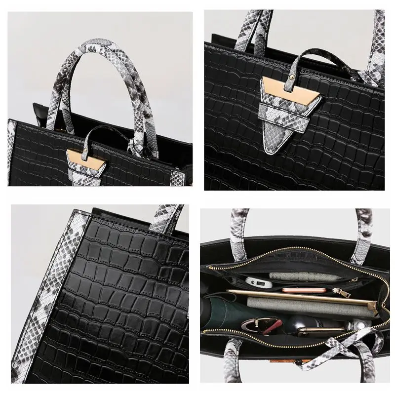 

Vintage Crocodile Leather Women Handbag Luxury Serpentine Lady tote bag High Capacity Shoulder Crossbody bags for women Handbags