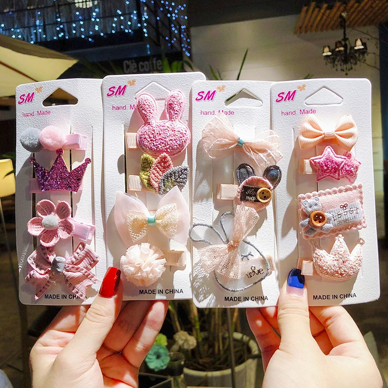 Заколки для волос девочек с милыми цветами мультяшными пентаграммами животными