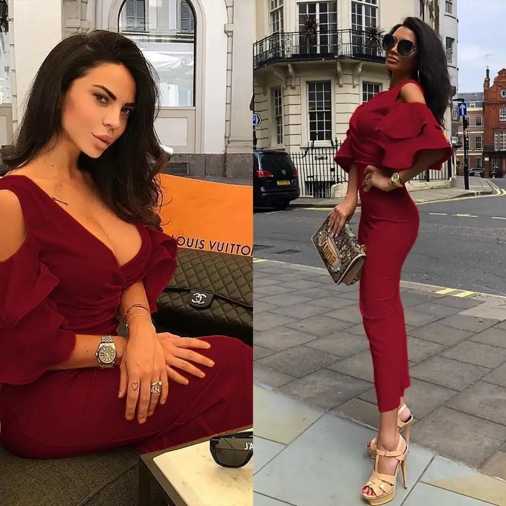 Платье женское вечернее с открытыми плечами пикантное модное облегающее платье