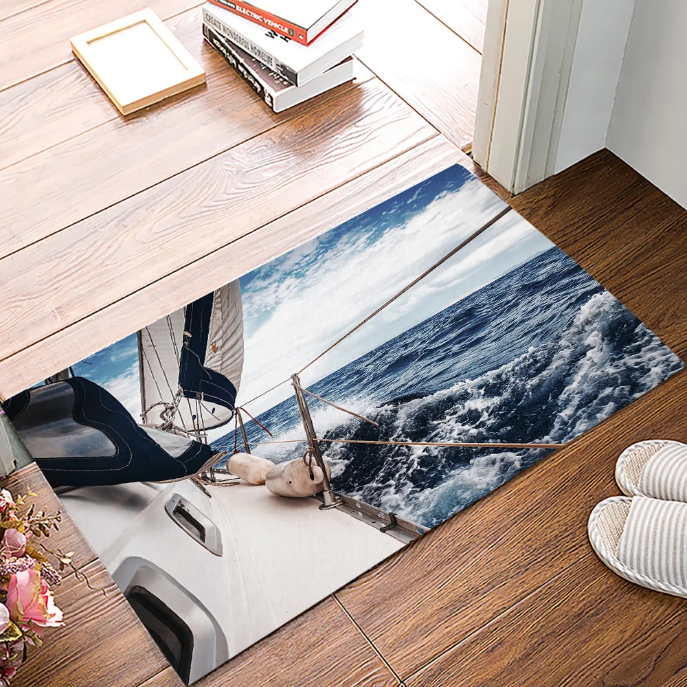 Парусник отплыл на волнах аксессуары для ванной комнаты дверной коврик | Дом и