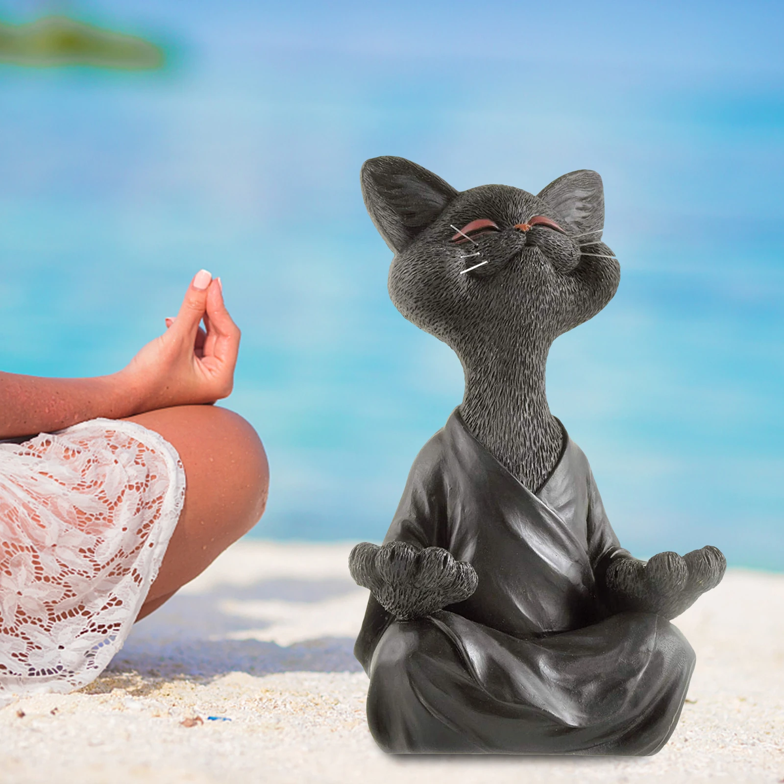 

Meditation Cat Statue - Zen Sculpture Resin Yoga Decor Buddha Cat Statue Garden Statue Ornament Home Decoration Gift