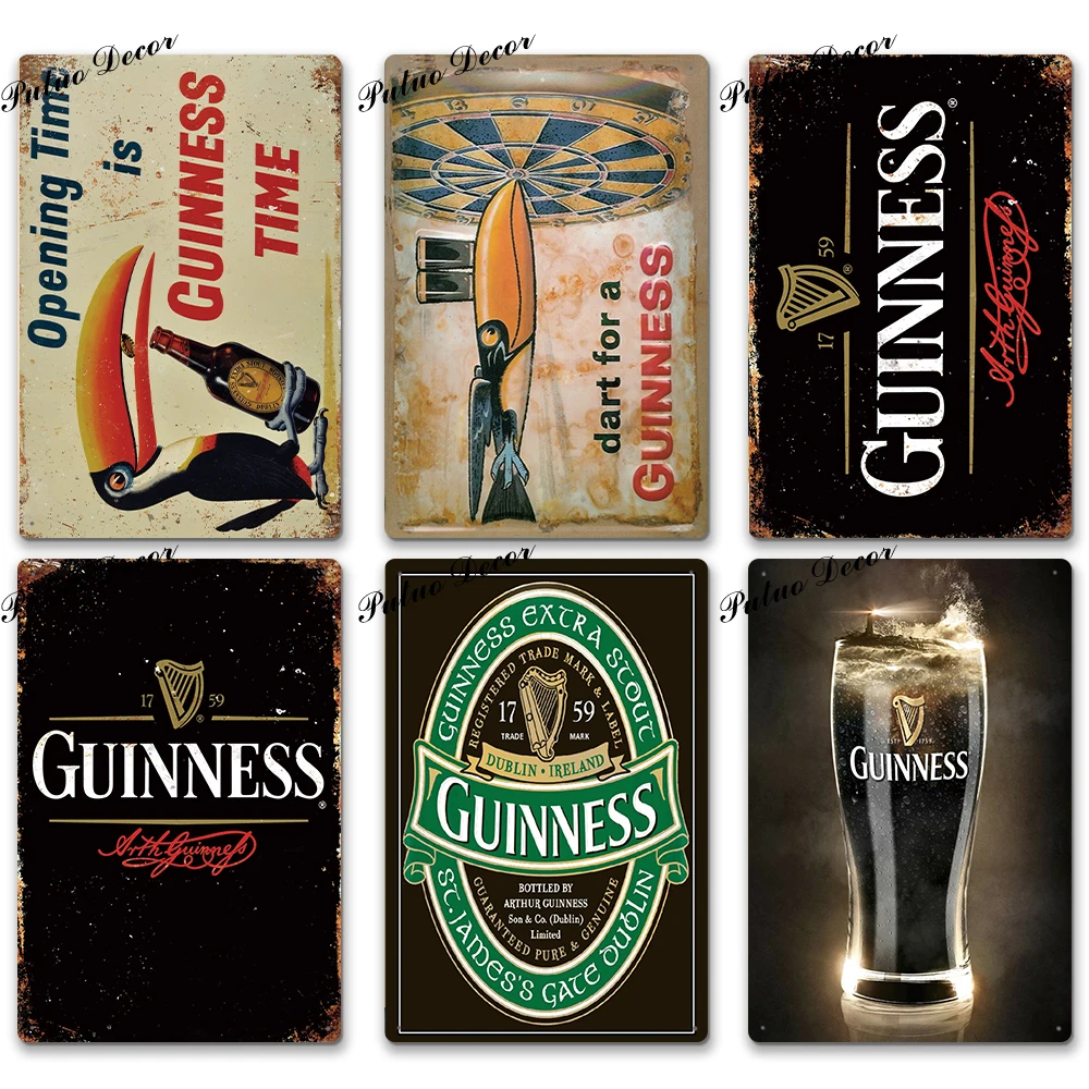 Винтажная металлическая табличка Guinness, Оловянная табличка, металлическая винтажная тарелка для паба, Настенная декоративная тарелка для бара, паба, клуба, человека, пещеры