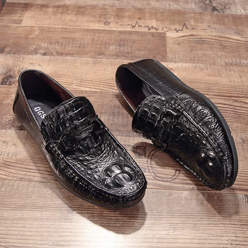 Мокасины Мужская обувь из воловьей кожи в деловом английском стиле крокодиловой