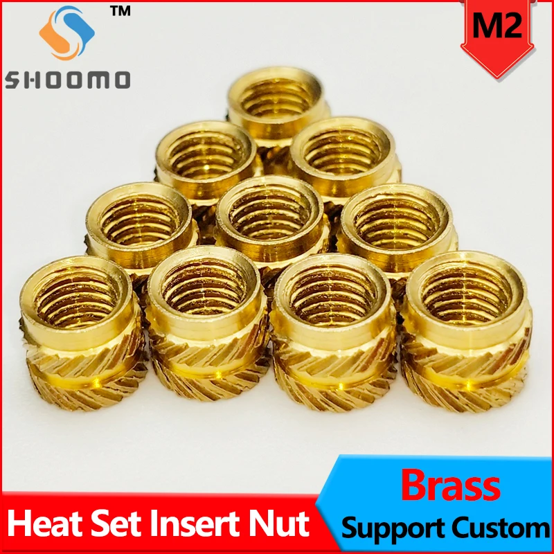 

100Pcs M2 Thread Knurled Brass Embedment Nuts Heat Set Insert IUB IUC for Printing 3D Printer Accessories Parts Support Custom