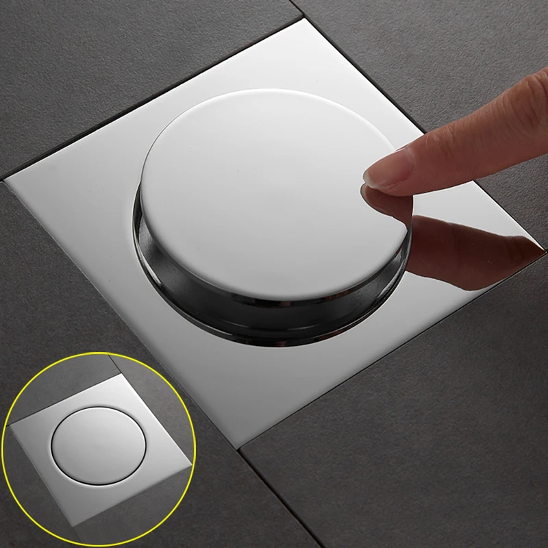 Металлическая квадратная напольная сливная пробка для ванны с защитой от запаха