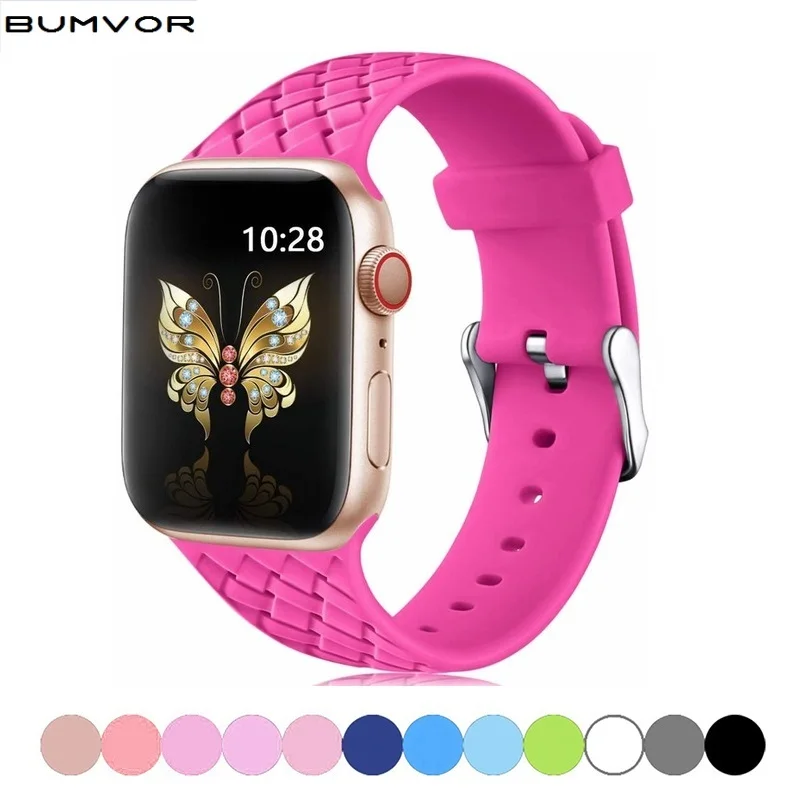 Ремешок для Apple watch band 44 мм 40 iwatch 42 38 correa 5 4 3 2 тканый силиконовый ремешок