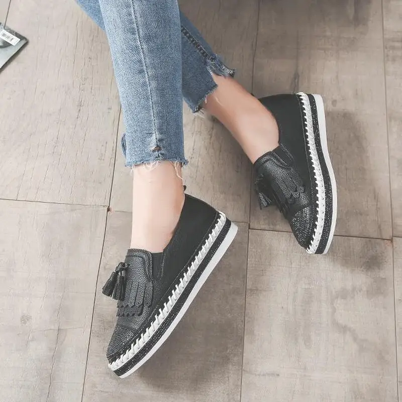 Женские туфли с бахромой YEELOCA новые корейские модные на плоской платформе со