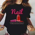 Забавные футболки, женские футболки с акварельным рисунком лака для ногтей, женская футболка в стиле Харадзюку 90-х, кавайный Топ, футболка для маникюра, женские футболки