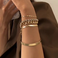 new punk charm snake chain bracelet for women girls fashion gold color rope chain link crystals bracelet hip hop trendy jewelry