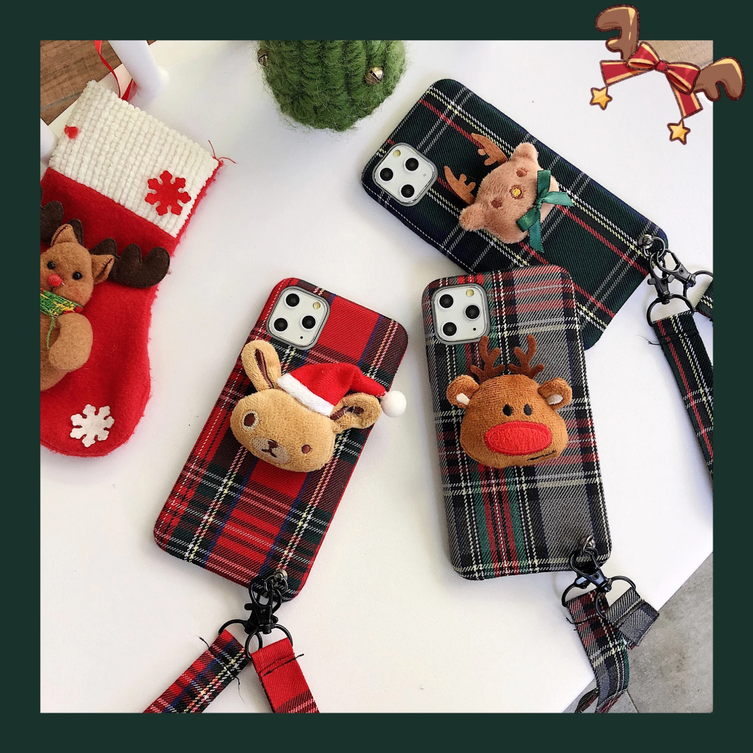 Новый милый трехмерный плюшевый Рождественский Чехол кукла с веревкой для