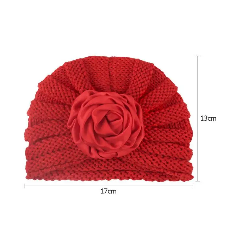 Осенне-зимняя детская шапка с цветочным рисунком Мягкая вязаная шапочка для