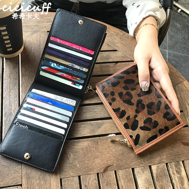 Женская ультратонкая кожаная сумка для монет из конского волоса с отделением