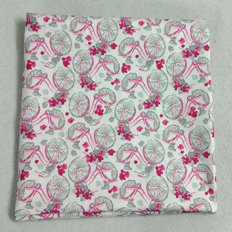 Королевский Серый Розовый с принтом в виде велосипеда хлопковая ткань 50x105 см