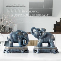 home decoration accessories lucky elephant couple figurine resin statue ornaments for living room office tabletop for gif