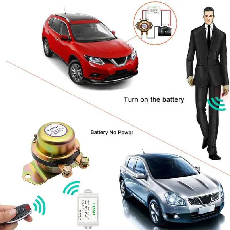 

OOTDTY 1Set 100A Remote Control Solenoid Car Battery Switch Disconnect Latching Relay Battery Isolator Cut Off Vehicle Device
