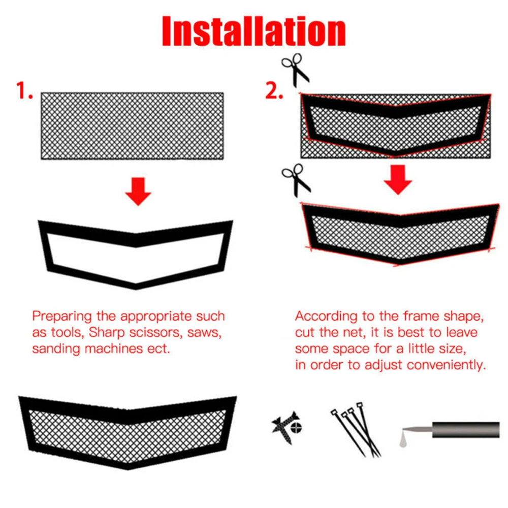 

Exterior Mesh Grill Replacement Aluminum Black Bumper Hexagon Protector