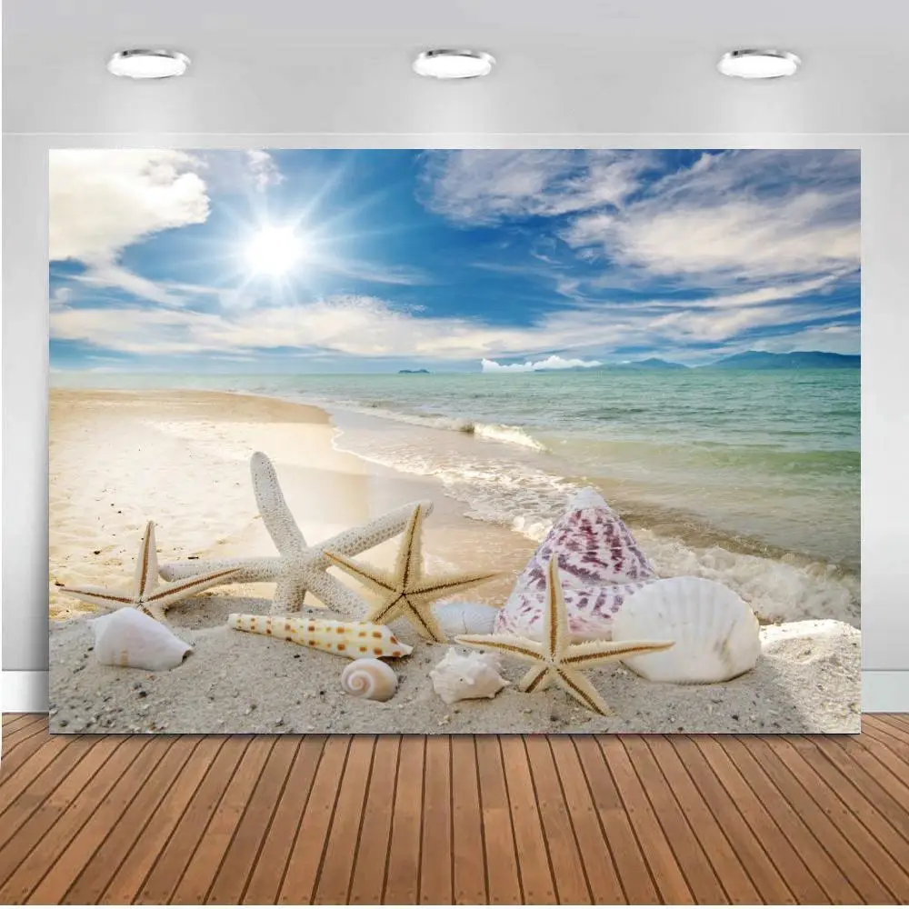 

Summer Sea Ocean Seaside Beach Tropical Scene Shell Starfish Baby Portrait Backdrop Photography Background For Photo Studio Prop