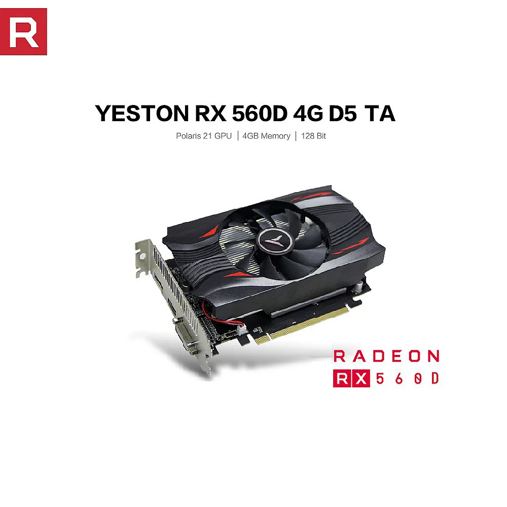Видеокарта Yeston RX560D-4G D5 TA Дискретная игровая графическая карта с памятью 4 ГБ/1176