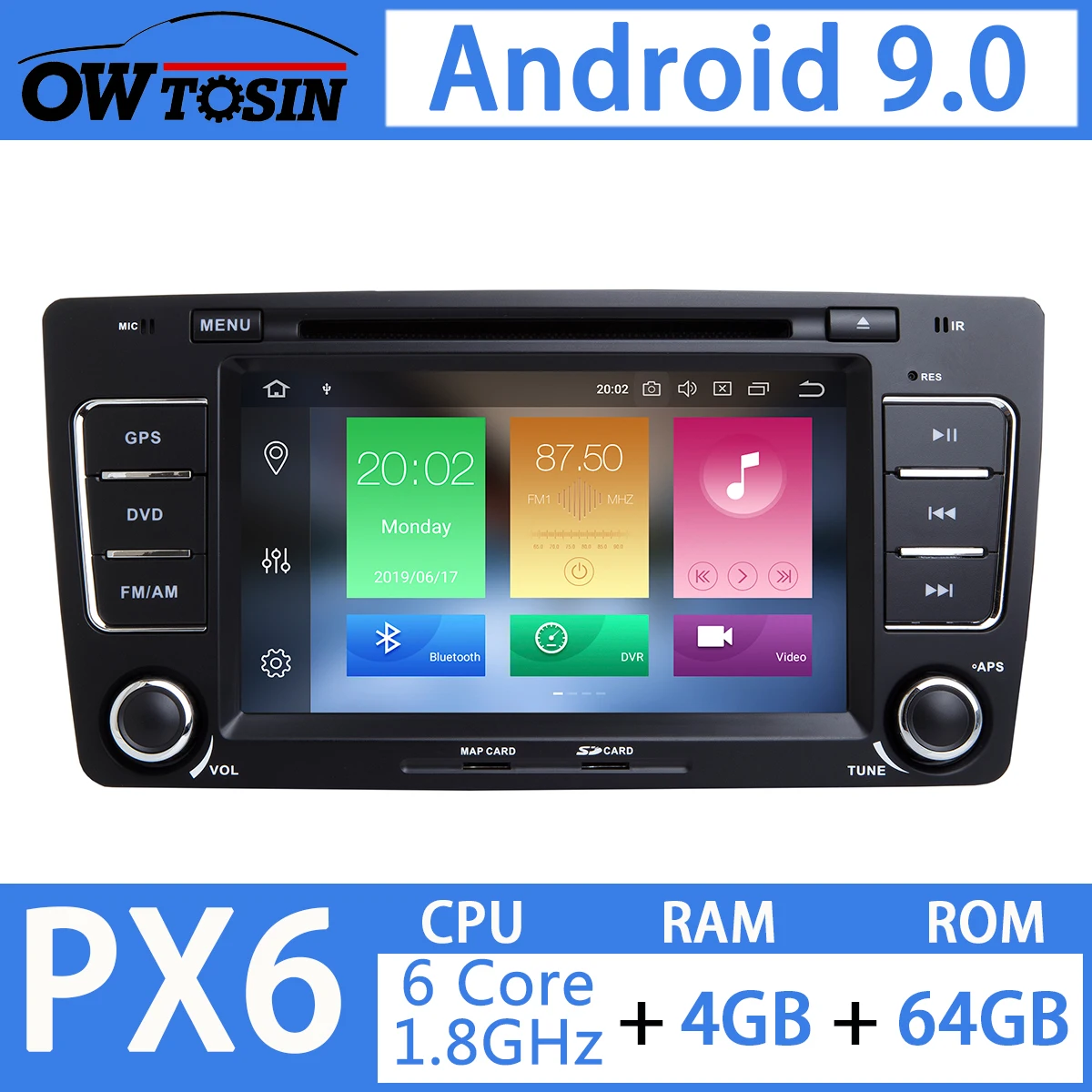 Автомобильный DVD плеер мультимедийная система на Android 9 0 с GPS 7 &quotэкраном PX6 4 Гб + 64