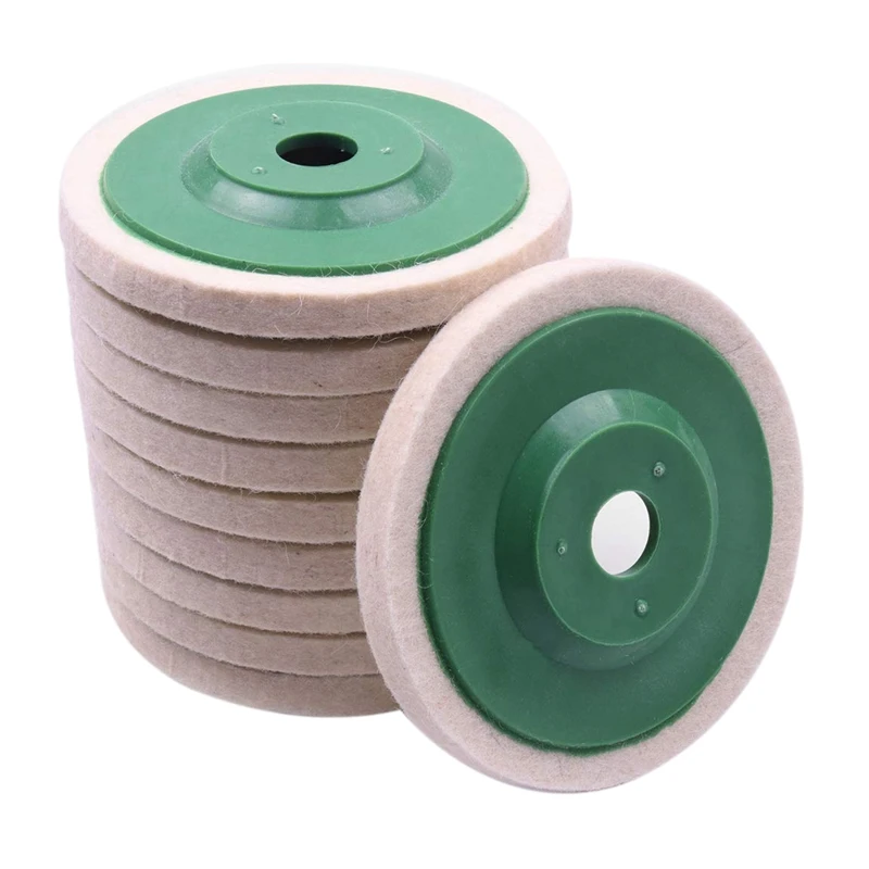 

BHTS-10Pcs 100 мм 4 дюйма шерстей круглая полировка колеса полировочные подушечки колеса для Медь железа и Алюминий металлический шлифовальный ин...