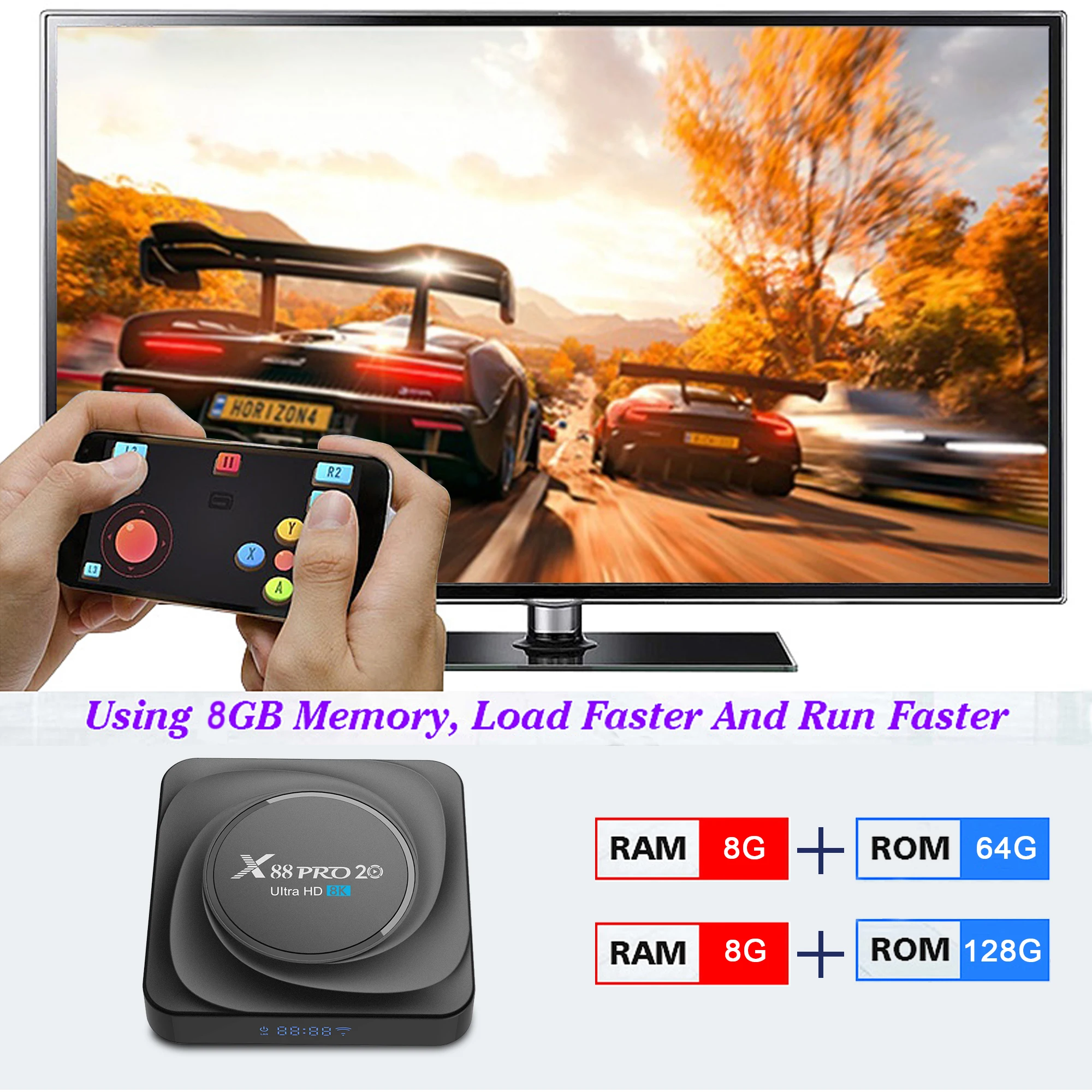 ТВ-приставка LEMFO X88 Pro на Android 11 8 3566 ГБ Wi-Fi Гугл игры TV Box 8GB RAM 128GB ROM 8K | Электроника