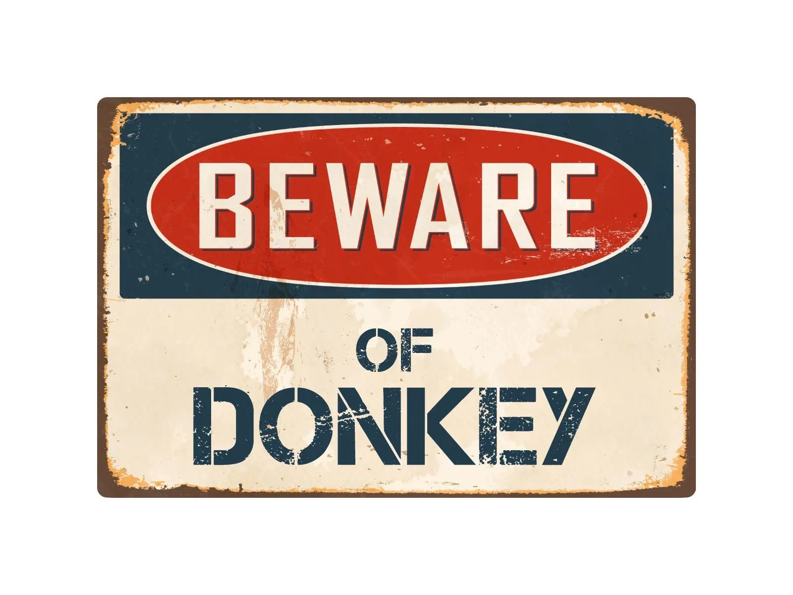 

StickerPirate Beware of Donkey 8” x 12” Vintage Aluminum Retro Metal Sign VS142