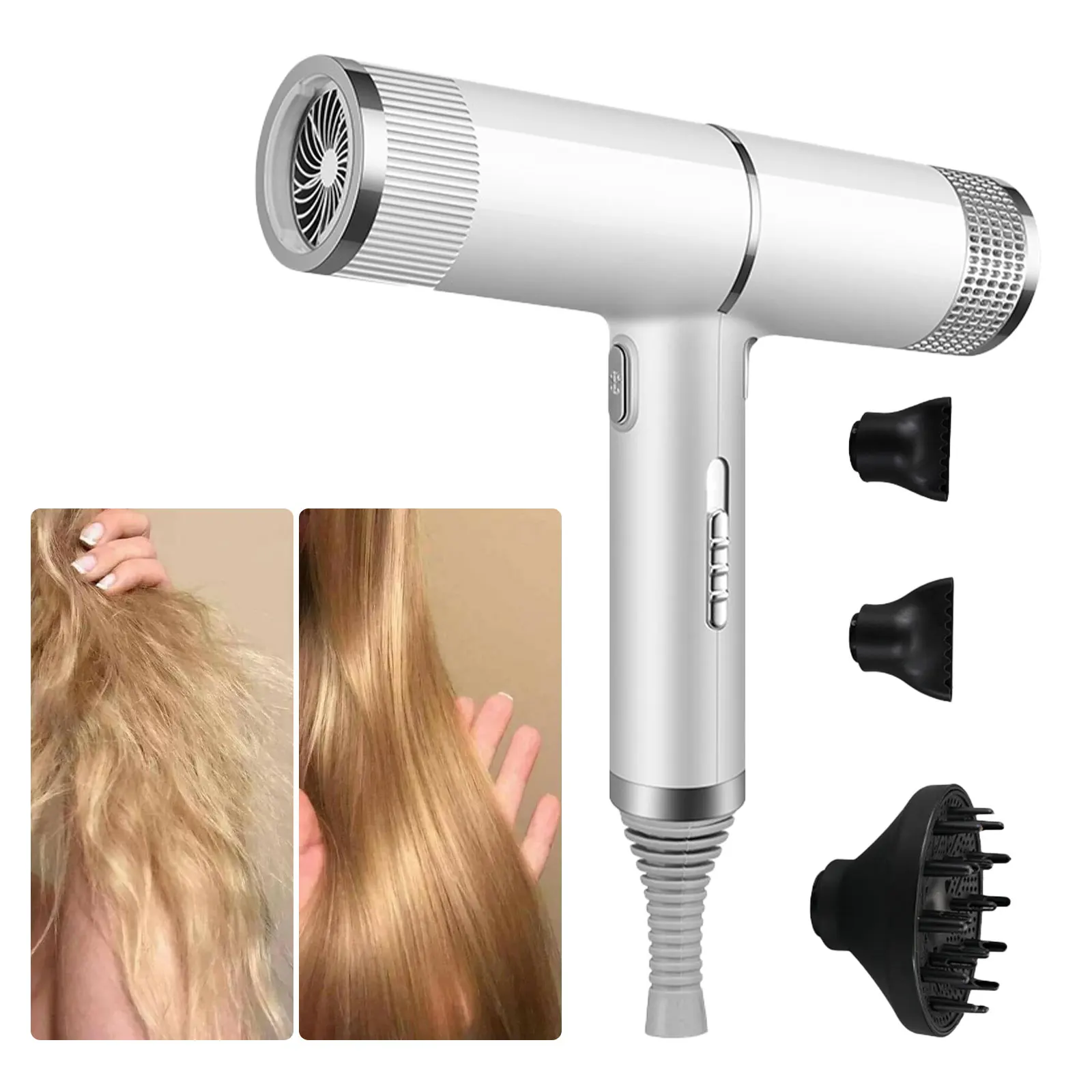 

Ionic Hair Dryer Intelligent Frequency Conversion High Power Hairdryer with Diffuser Concentrators for Home Hair Salon EU Plug