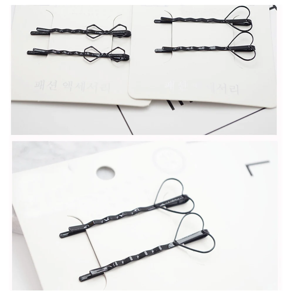 3 пары модных зажимов для волос Премиум Черные заколки в форме сердца аксессуары