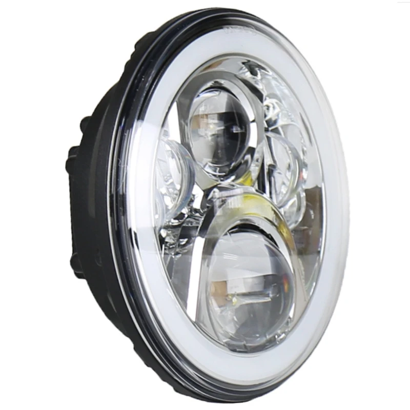 

7 Inch LED Headlight with White Halo Ring Suitable for Motorcycle Headlight