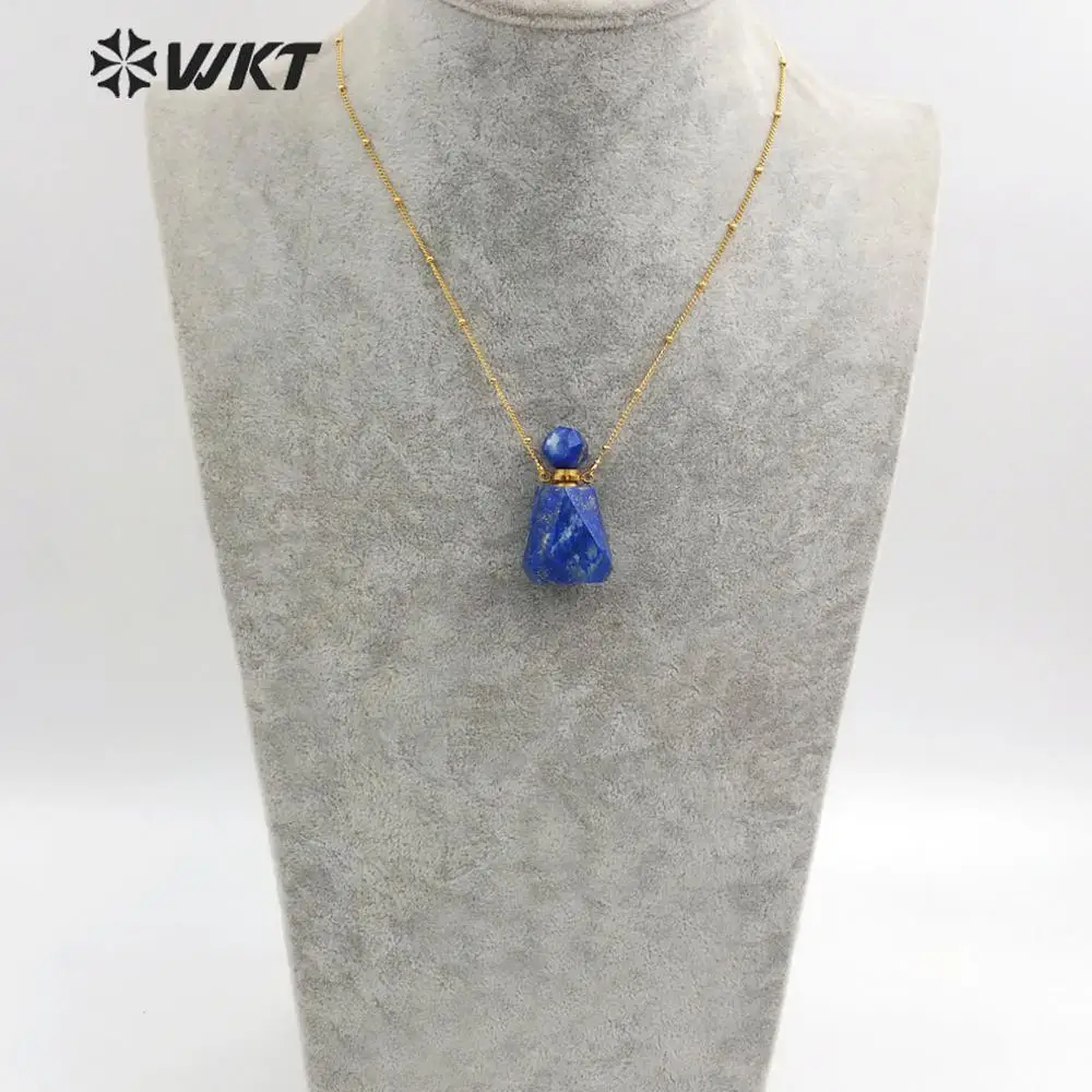WT-N1162 WKT! Желтые цитрины Смоки аметиста розовое кристаллическое ожерелье духов бутылка форма кулон с Золотая цепочка, колье