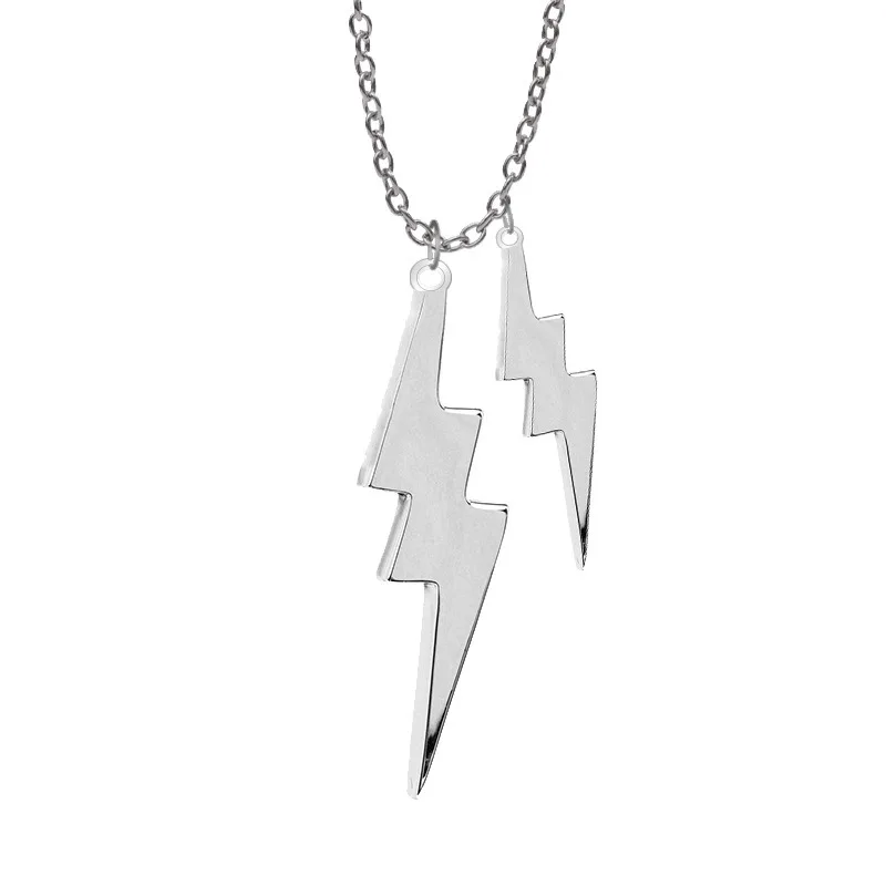 

Hip Hop Titanium Steel Lightning Necklaces for Women Silver Linked Small Circle Chain Pendant Chokers Necklace Punk Jewelry
