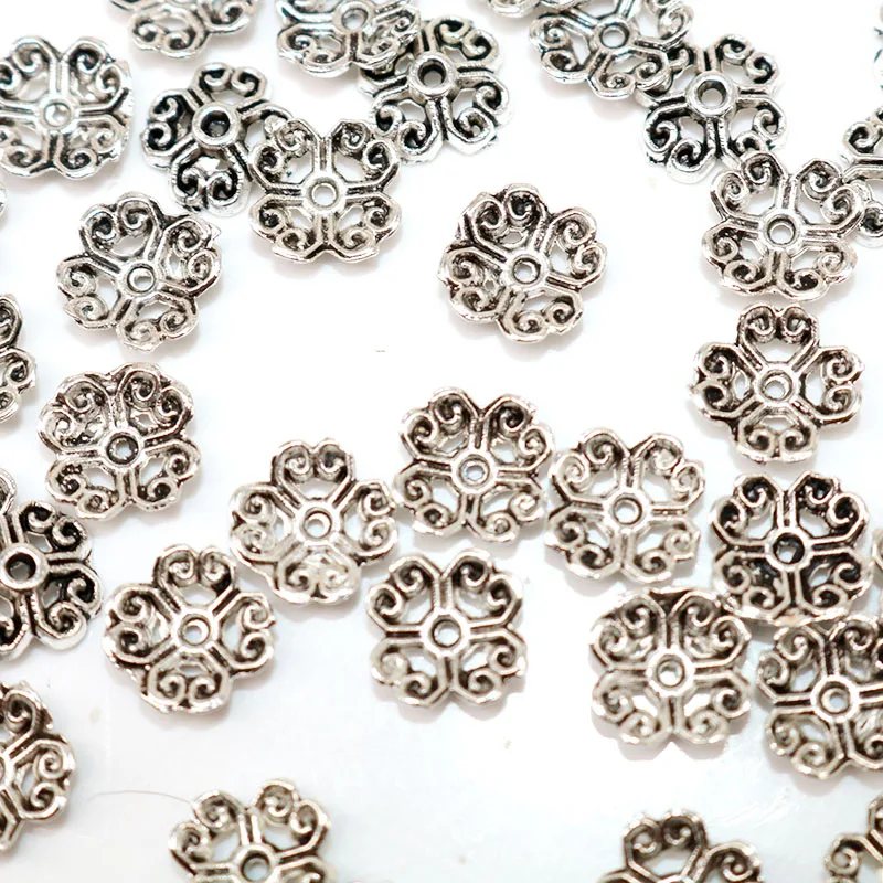 Металлические чашки для бусин с четырьмя сердечками и листьями 8 мм 200 шт./лот