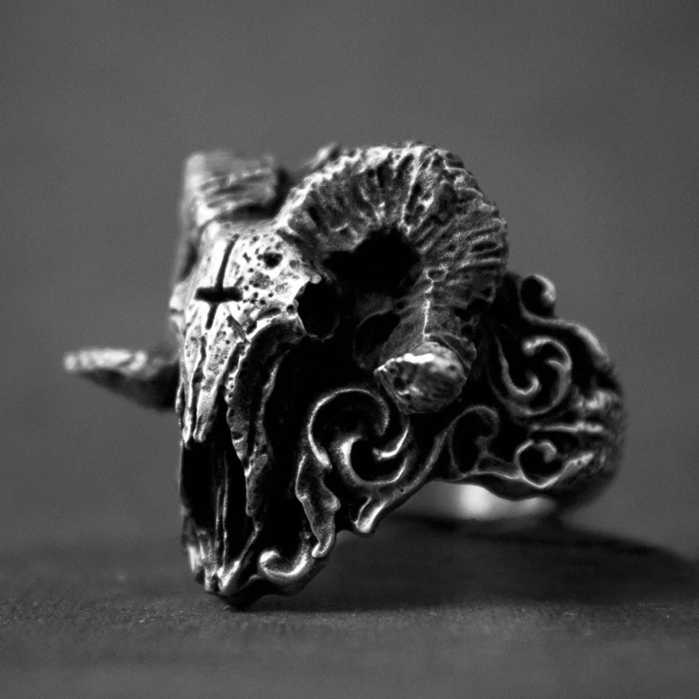 Мужское Винтажное кольцо с овечьей головкой готическое ювелирное изделие в