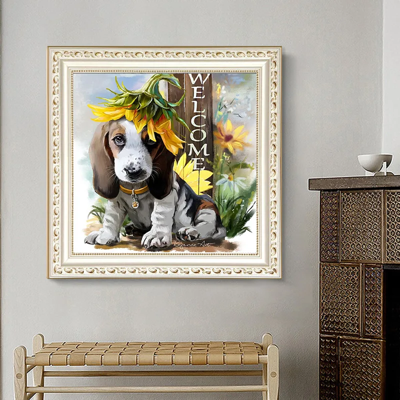 Алмазная 5D картина сделай сам вышивка крестиком круглая милая собака стразы для