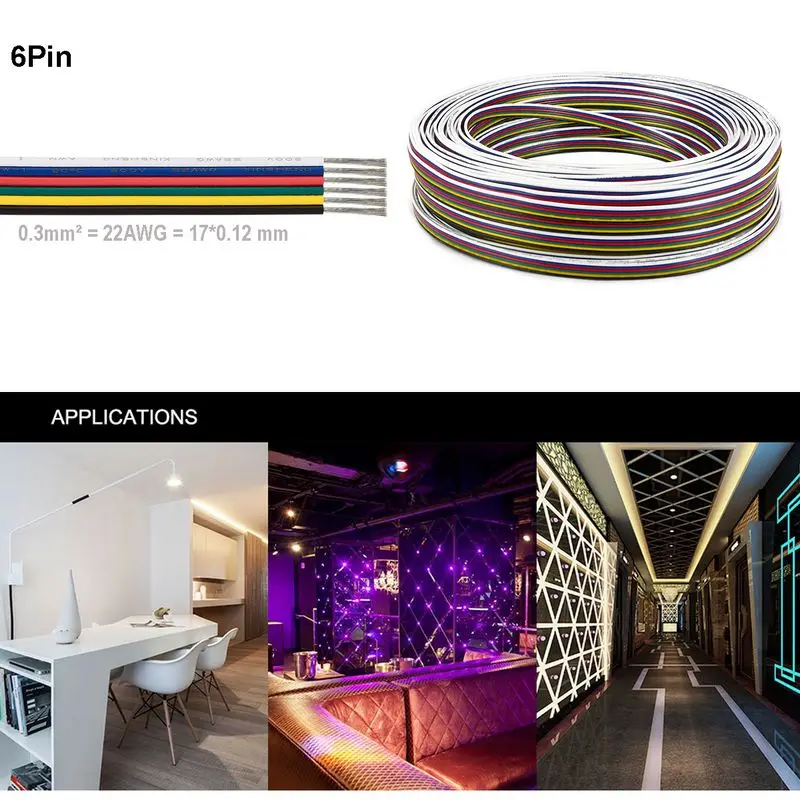 1 м 5050RGB + CCT 6 Pin кабель SM JST Соединительный для светодиодной 0 3 мм ядерные