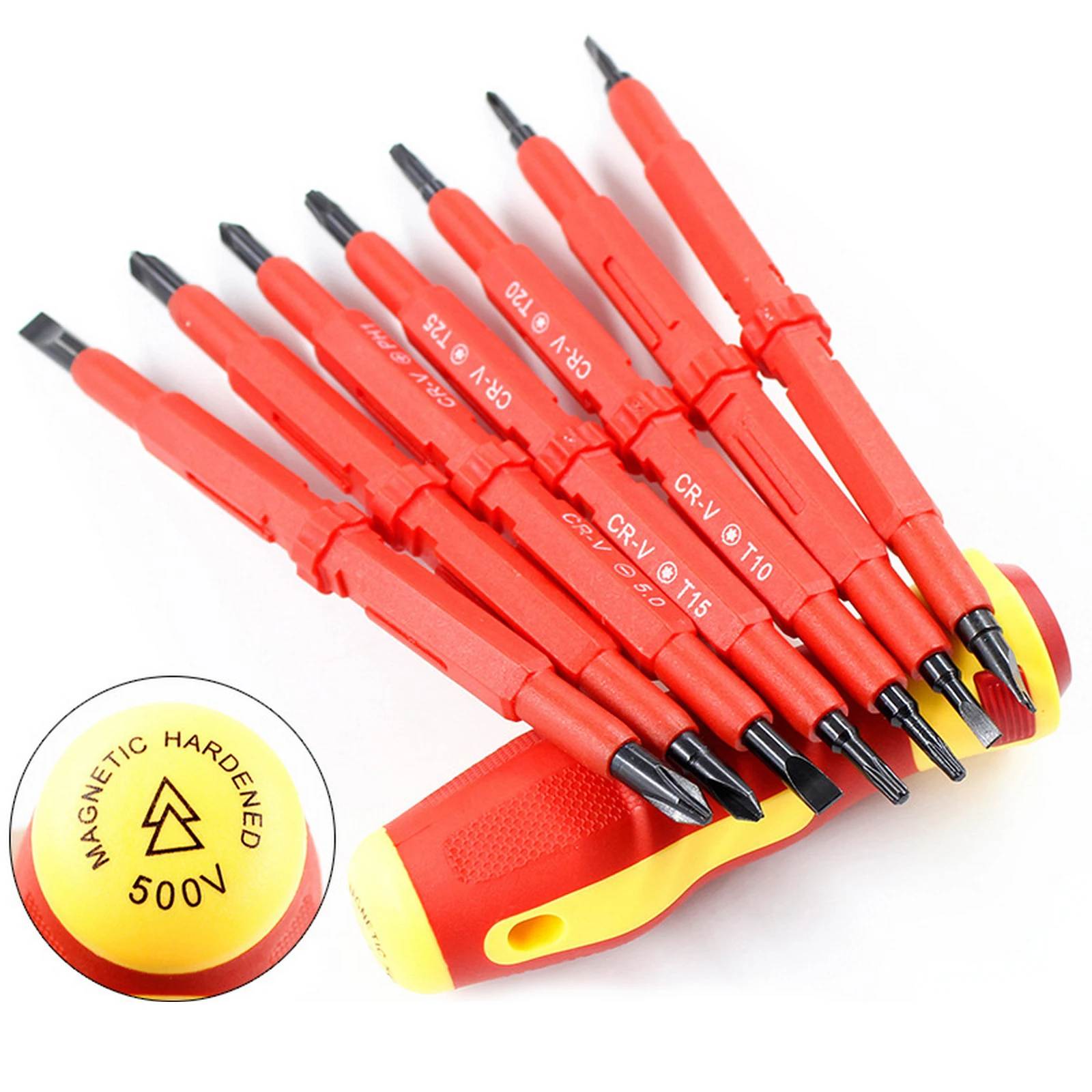 

ABS Insulated Screwdriver Screwdriver Screwdriver 8pcs Set Chrome Vanadium Steel Detection Magnetic Cross Slotted Screwdriver