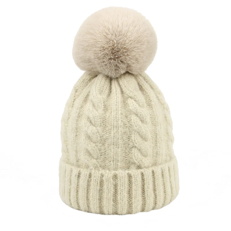 2020 модная шерстяная зимняя шапка женская меховая помпонами вязаная для девочек