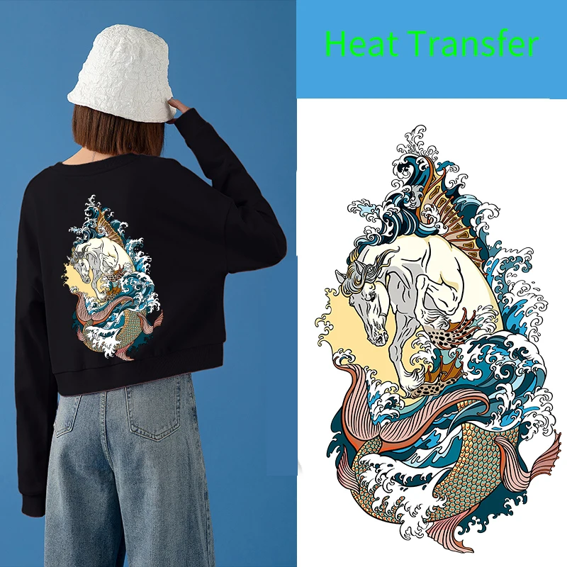 

Fashion Animals Patch Iron On Patches Horse Heat Transfers Vinyl For Clothing Van Gogh Thermal Stickers On Clothes DIY Applique
