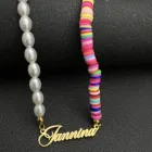 Ожерелье с жемчугом и именем на заказ, колье из нержавеющей стали с индивидуальным названием, подарок для ребенка, женщины, девушки
