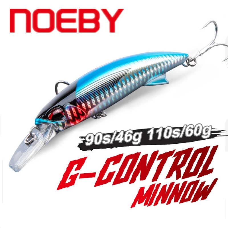 

NOEBY Minnow Hard Fishing Lure 94mm/46g 110mm/64g Artificial Bait Sinking 3D Eyes Wobbler Tackle for Pike Bass Carp Swimbait
