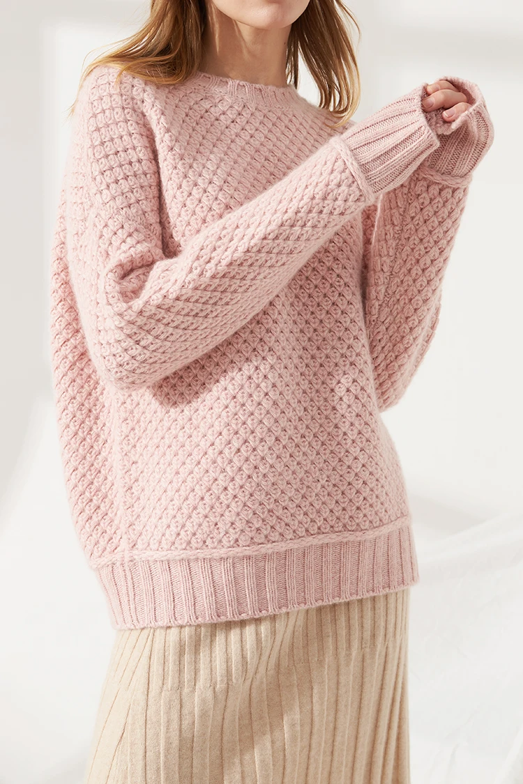 

2019 new O collar 100%wool Sweater high quality fashion loose Women's Sweater solid color pullover casual oversized sweaters