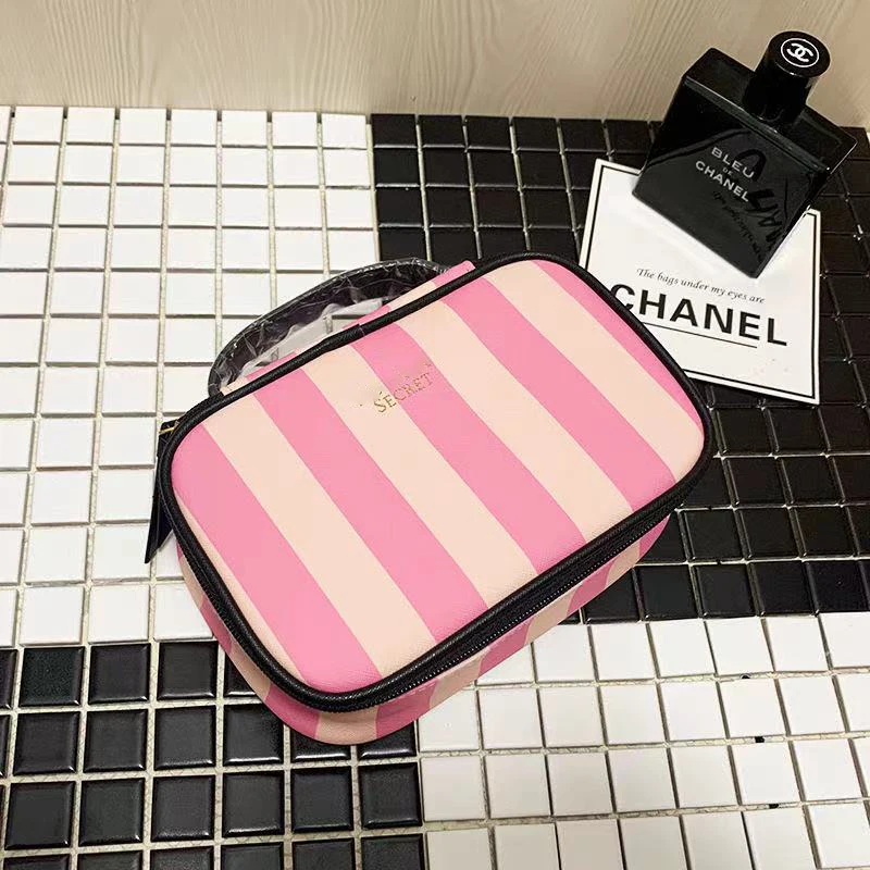 

Women's Fashion Brand Cosmetics Bag PU Bag Leather Travel Bag Zipper Cosmetic Bags Women Makeup Bag Pink Bag
