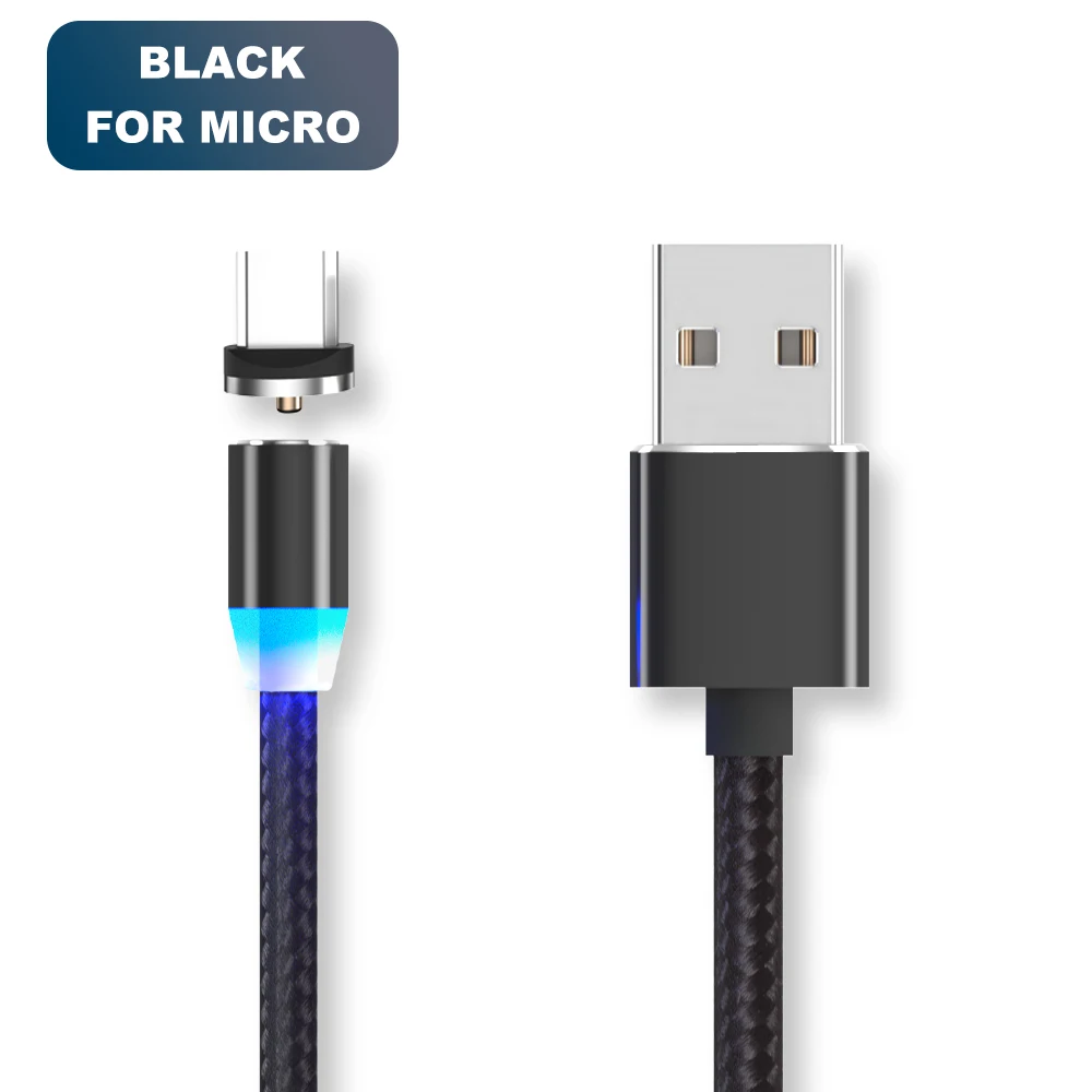 Black for Micro Vanniso 1 м 2 м Магнитный USB кабель для iPhone X samsung xiaomi магнитное зарядное устройство Micro usb type C мобильный телефон Быстрая зарядка USB шнур - Цвет: Black for Micro