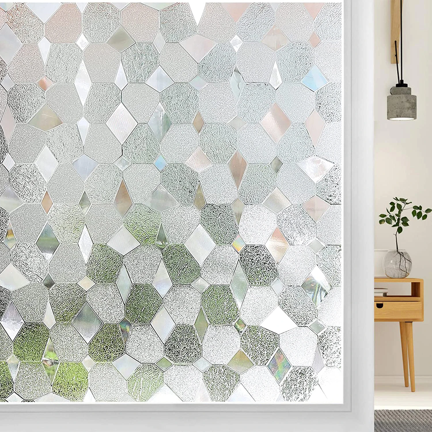 

LUCKYYJ Window Privacy Film 3D Static Decoration Glass Film Vinyl Self Adhesive Film for UV Blocking Heat Control Window Sticker