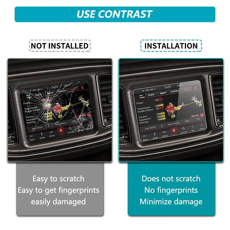 

167X124mm Car GPS Navigation Screen Glass Steel Protective Film For Dodge Ram 1500 2500 3500 2014-2018